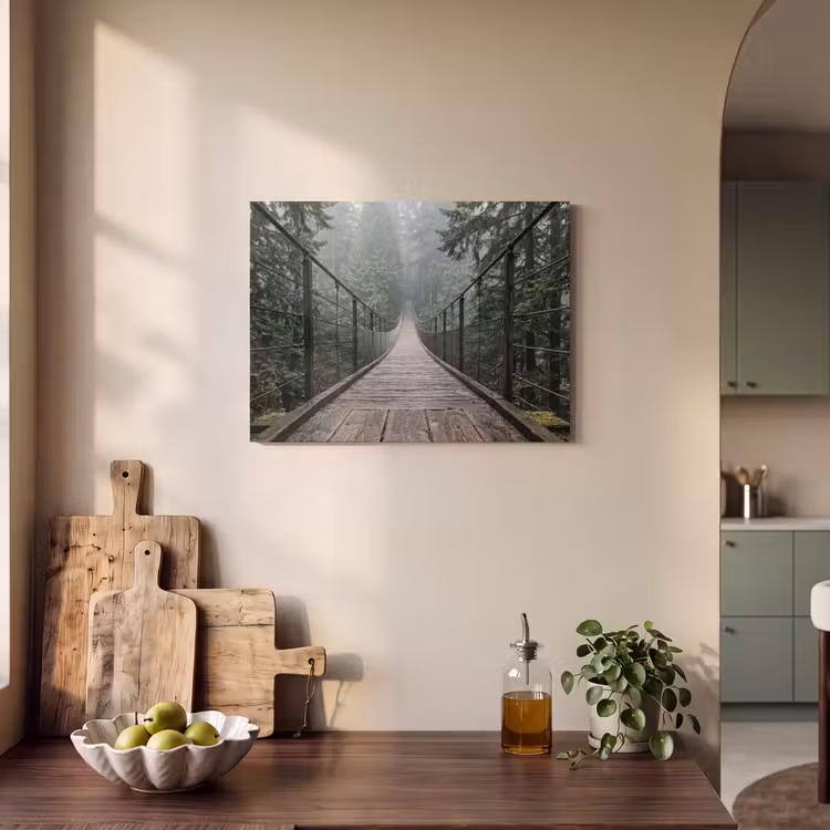 Akoestisch schilderij - Brug - Bos - Mist - Natuur — 3