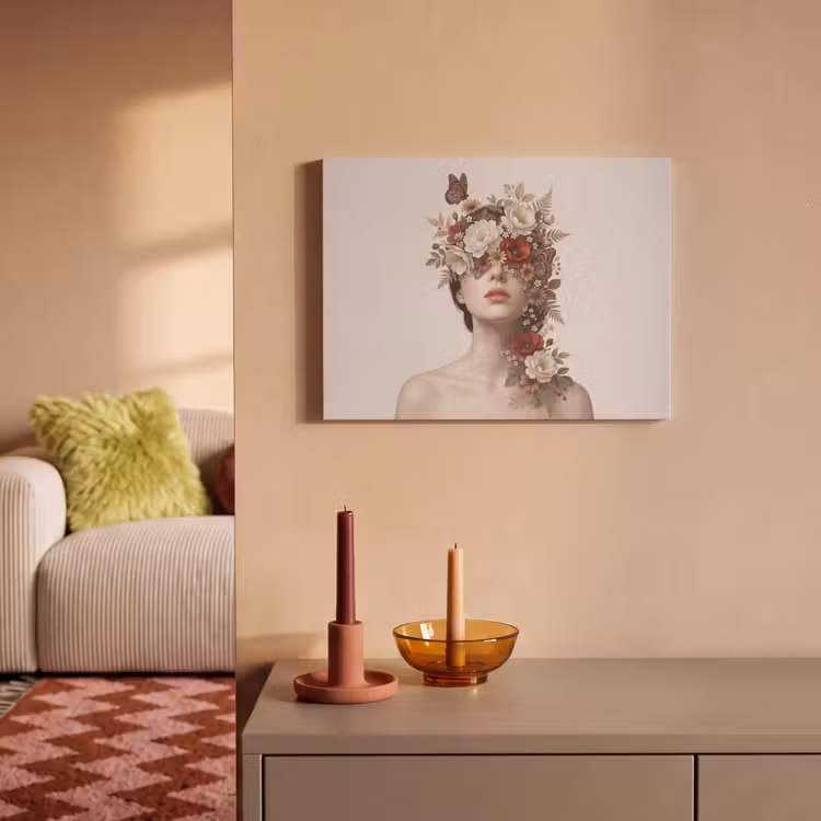 Akoestisch schilderij - Portret - Bloemen - Cremé — 2