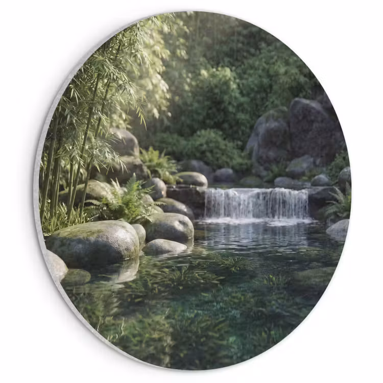 Akoestisch schilderij rond - Beek - Waterval - Natuur - Groen — 1
