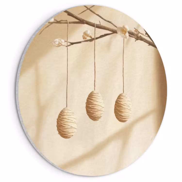 Akoestisch schilderij rond - Beige - Paastak - Eieren — 1