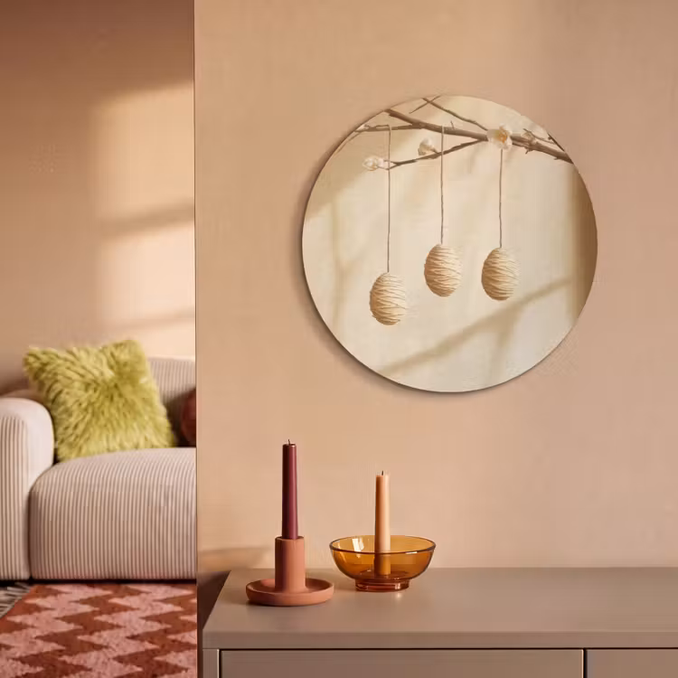 Akoestisch schilderij rond - Beige - Paastak - Eieren — 3