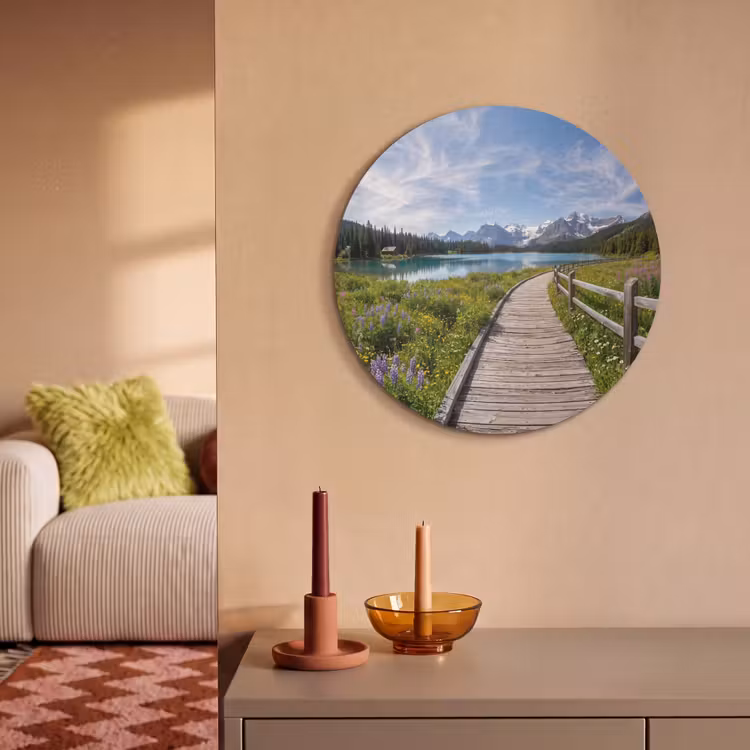 Akoestisch schilderij rond - Bergen - Meer - Landschap - Blauw — 3