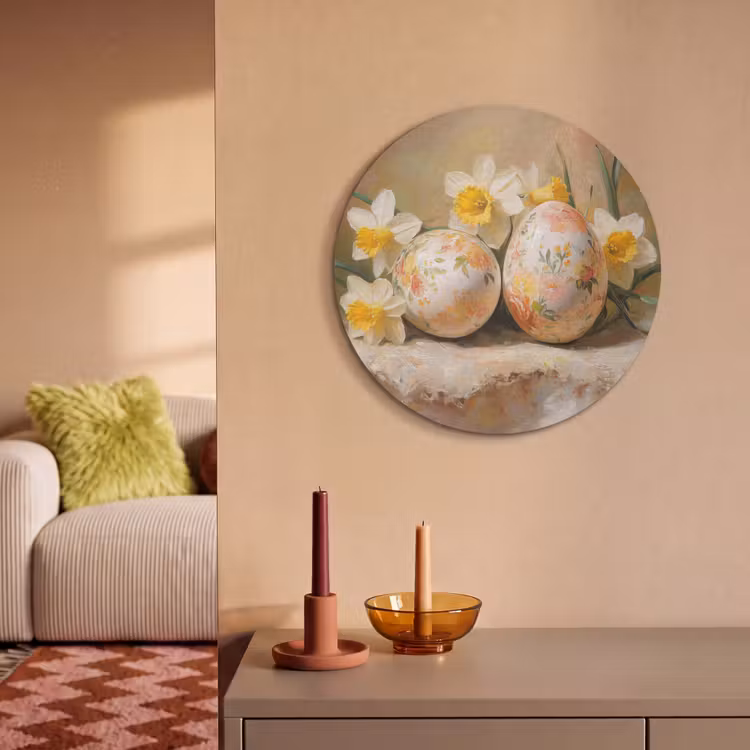 Akoestisch schilderij rond - Bloemen - Eieren - Geschilderd — 3
