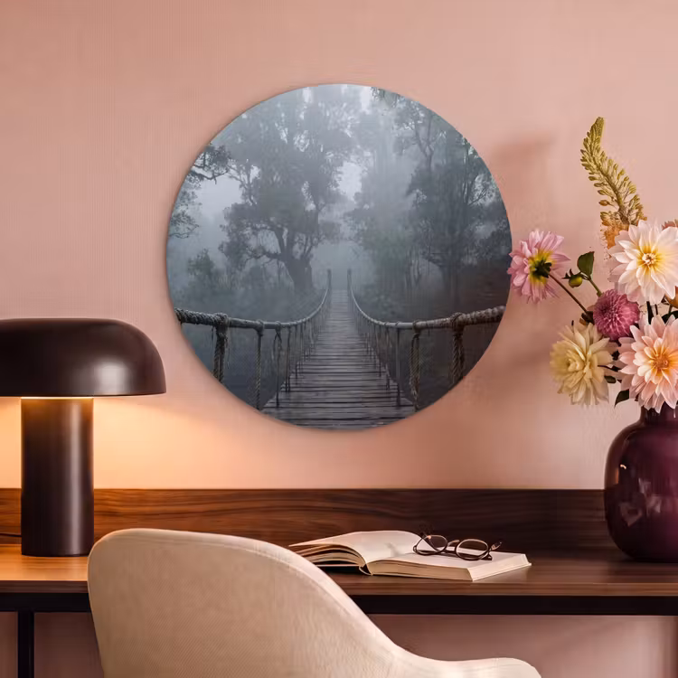Akoestisch schilderij rond - Brug - Jungle - Mist - Natuur — 2