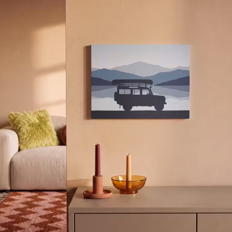 Akoestisch schilderij - Auto - Meer - Bergen - Blauw — 2