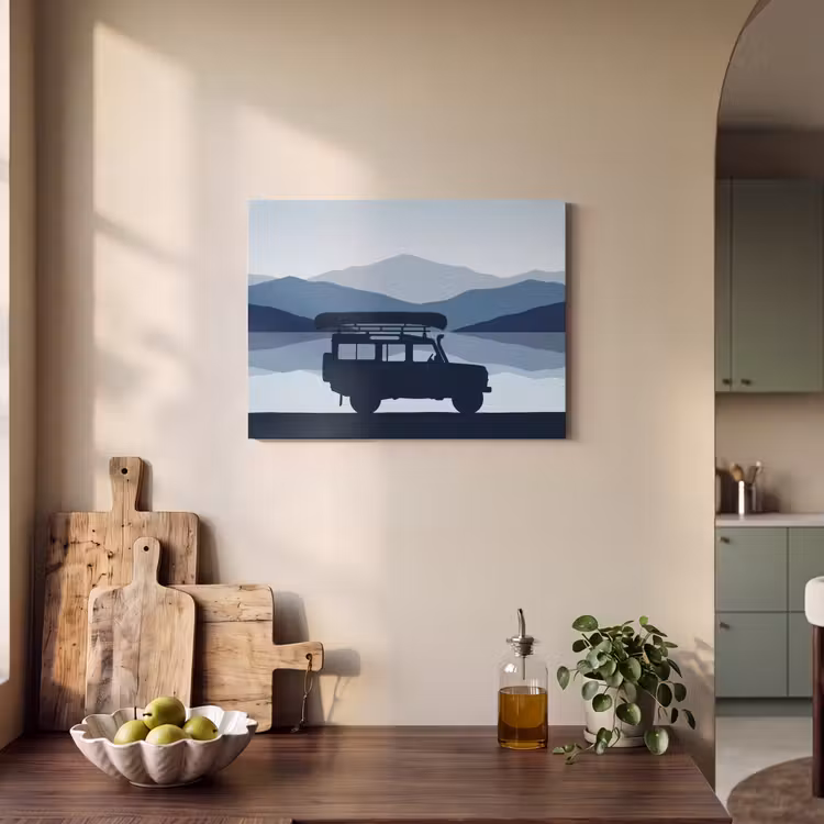 Akoestisch schilderij - Auto - Meer - Bergen - Blauw — 3