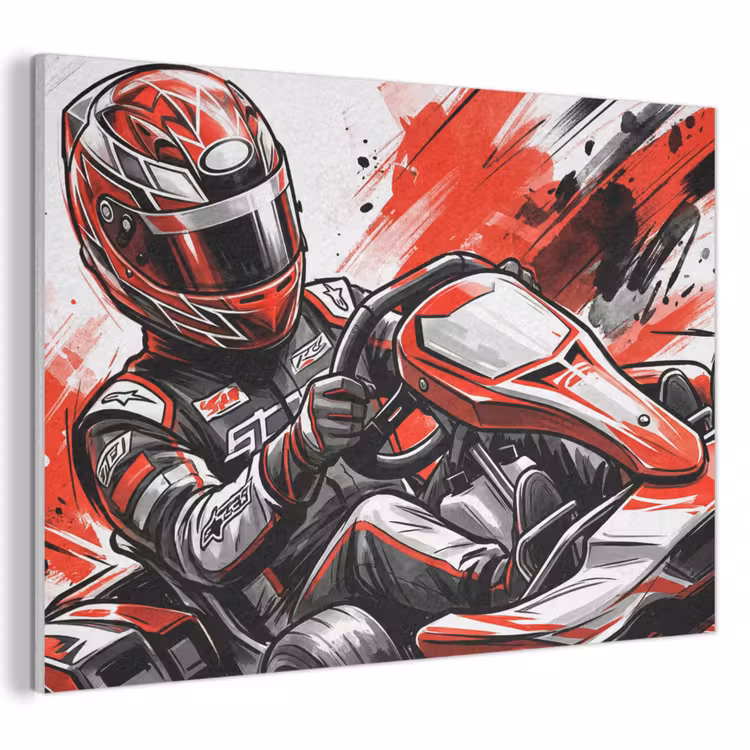 Akoestisch schilderij - Kart - Coureur - Snelheid - Rood — 1