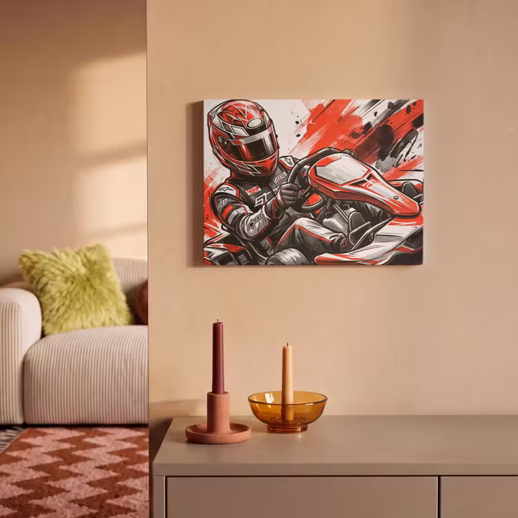 Akoestisch schilderij - Kart - Coureur - Snelheid - Rood — 2