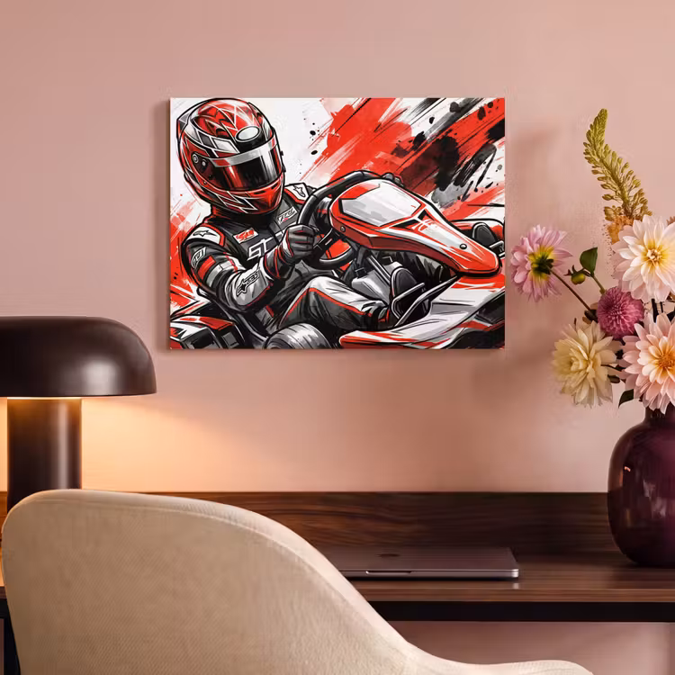 Akoestisch schilderij - Kart - Coureur - Snelheid - Rood — 4