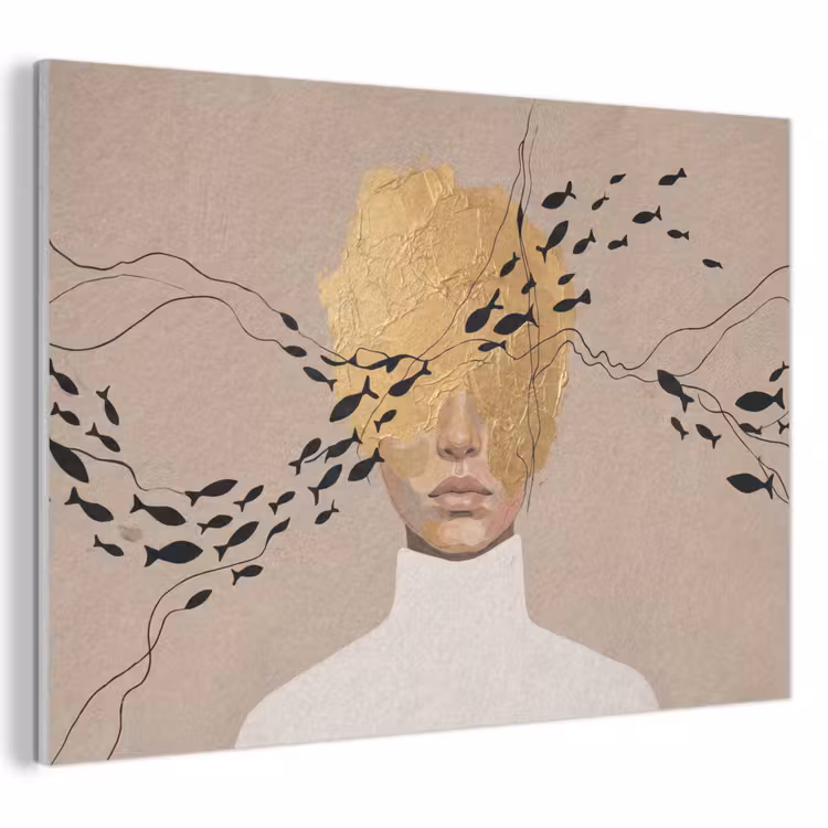 Akoestisch schilderij - Modern - Vrouw - Goud — 1