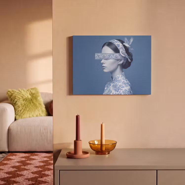 Akoestisch schilderij - Portret - Klassiek - Wit - Blauw — 2
