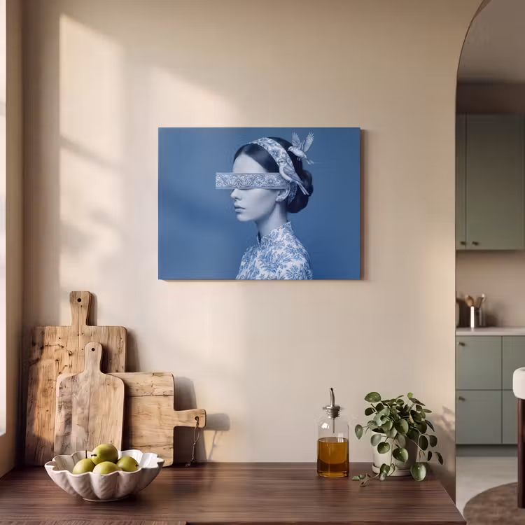 Akoestisch schilderij - Portret - Klassiek - Wit - Blauw — 3