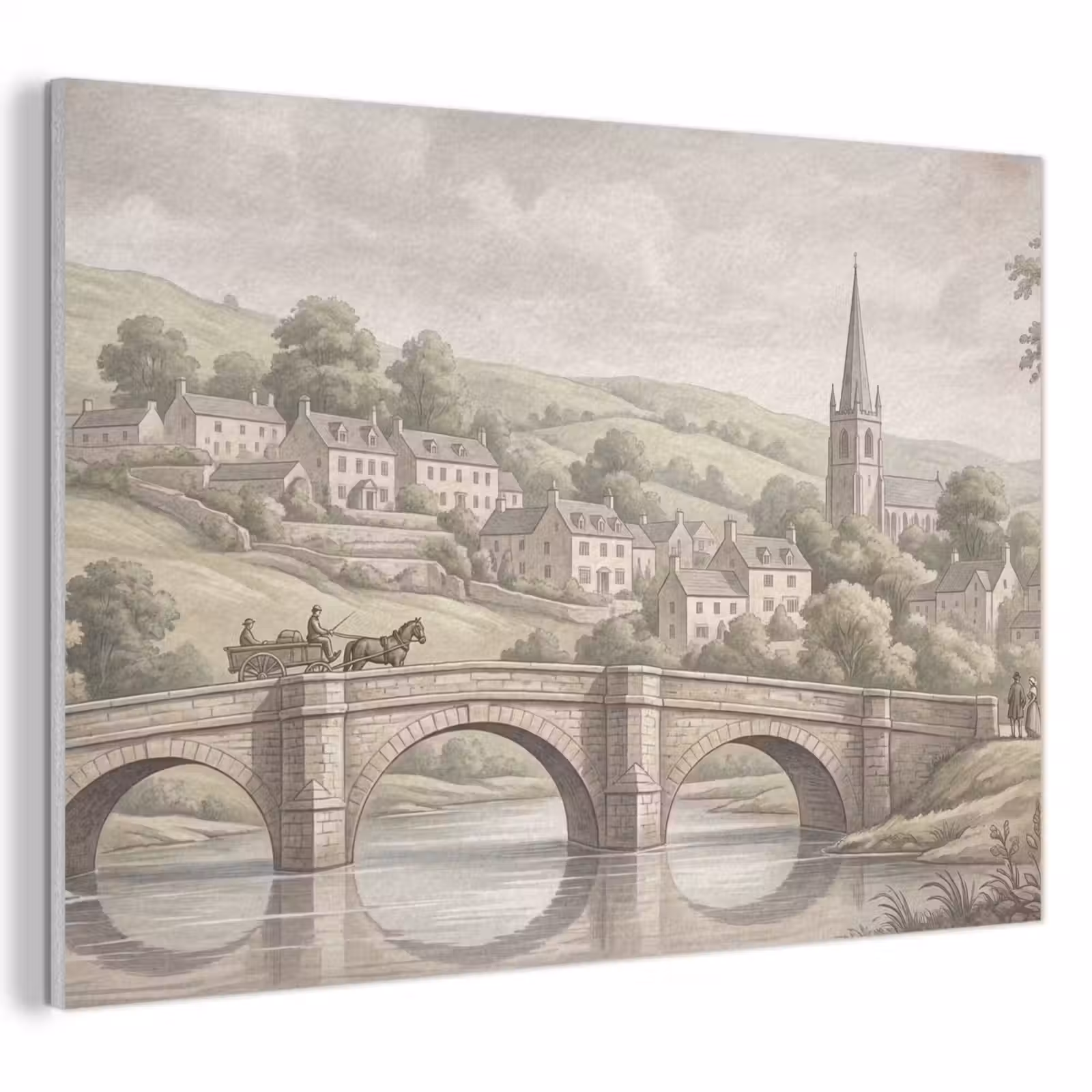 Akoestisch schilderij - Dorp - Brug - Uitzicht - Groen — 1