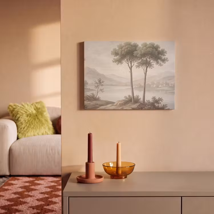 Akoestisch schilderij - Bomen - Meer - Bergen - Illustratie — 2