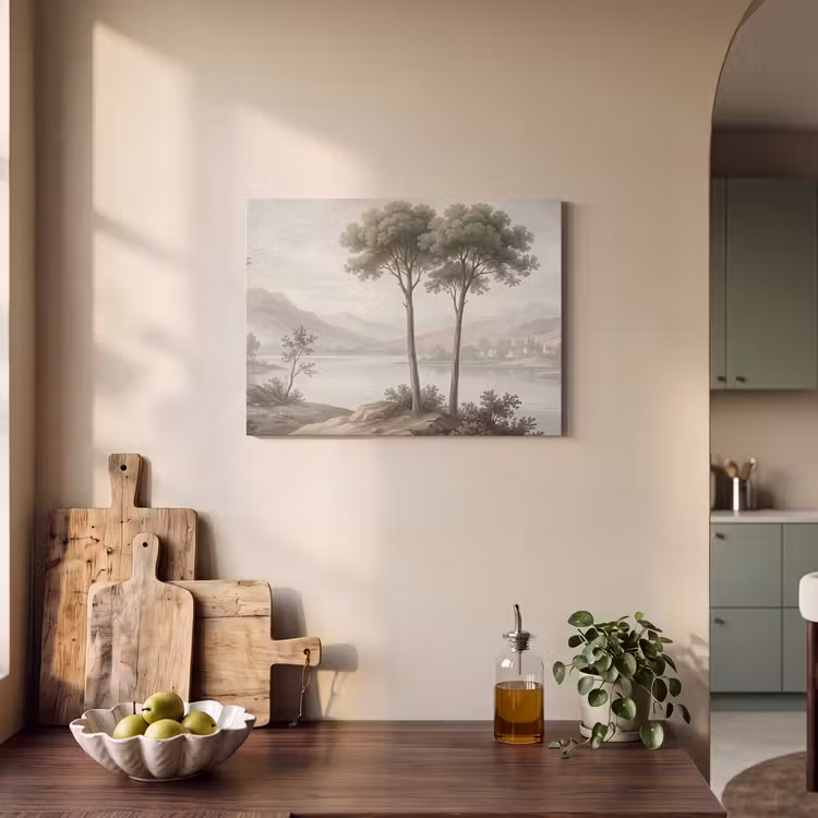 Akoestisch schilderij - Bomen - Meer - Bergen - Illustratie — 3