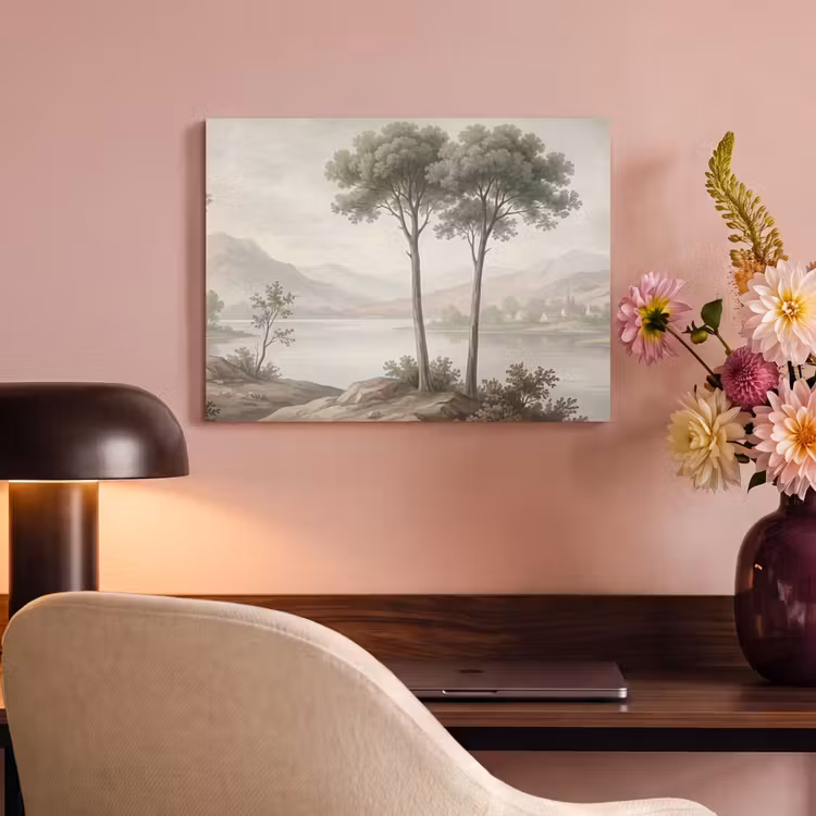 Akoestisch schilderij - Bomen - Meer - Bergen - Illustratie — 4