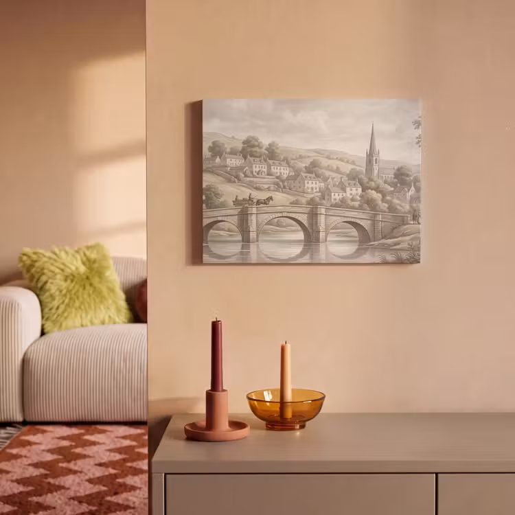 Akoestisch schilderij - Dorp - Brug - Uitzicht - Groen — 2