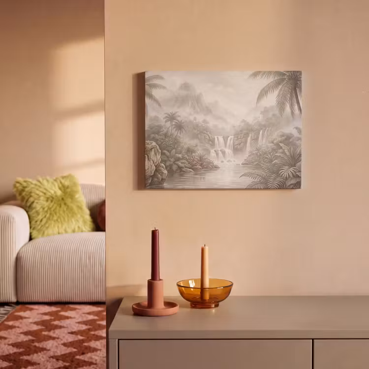 Akoestisch schilderij - Jungle - Watervallen - Tropisch - Illustratie — 2