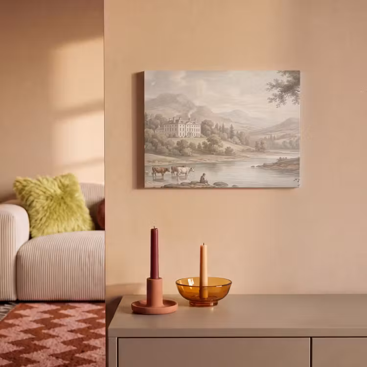 Akoestisch schilderij - Landhuis - Rivier - Vee — 2