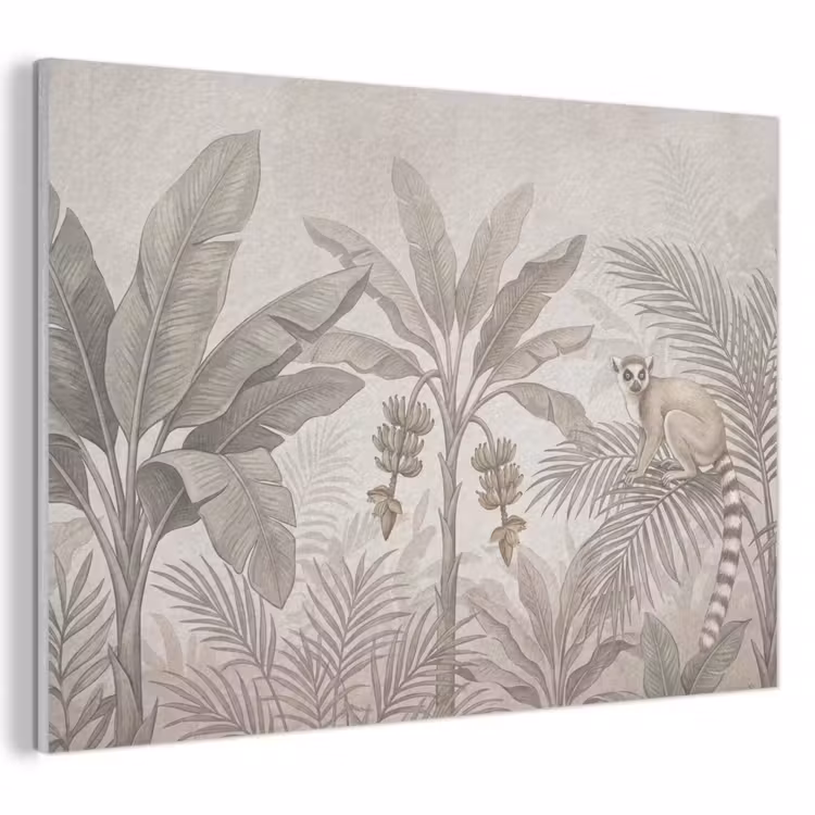 Akoestisch schilderij - Natuur - Jungle - Ringstaartmaki - Bruin — 1