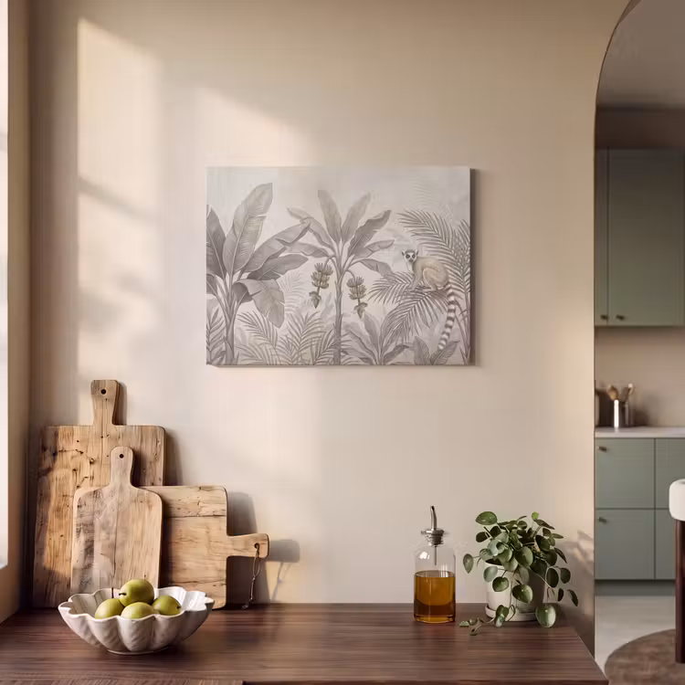 Akoestisch schilderij - Natuur - Jungle - Ringstaartmaki - Bruin — 3