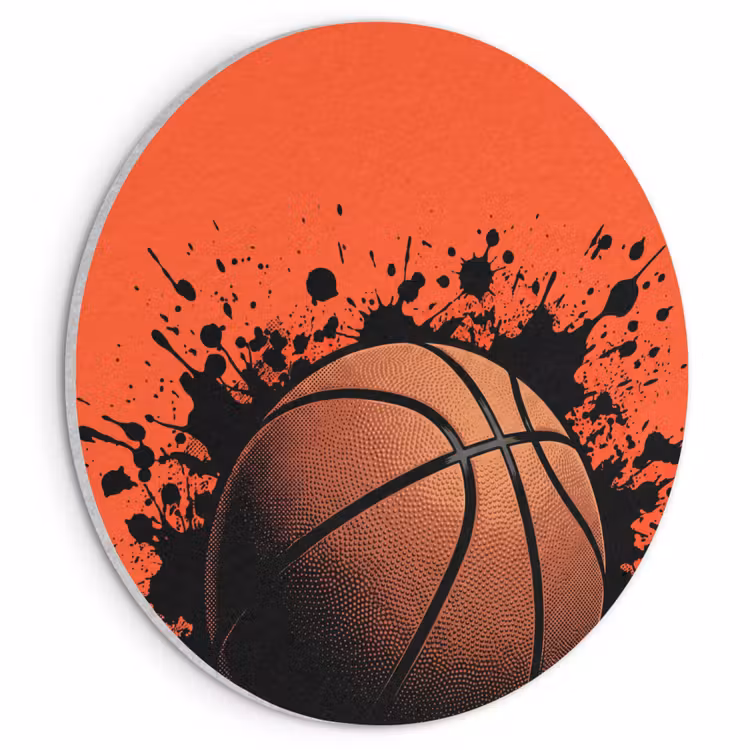 Akoestisch schilderij rond - Basketbal - Verf - Sport - Oranje — 1
