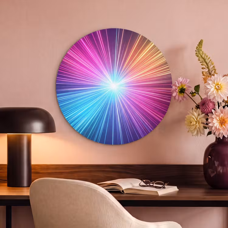 Akoestisch schilderij rond - Abstract - Light - Burst - Modern - Colorful — 2
