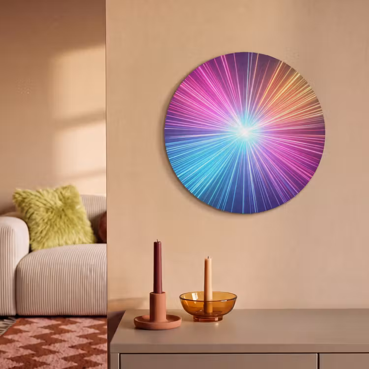 Akoestisch schilderij rond - Abstract - Light - Burst - Modern - Colorful — 3