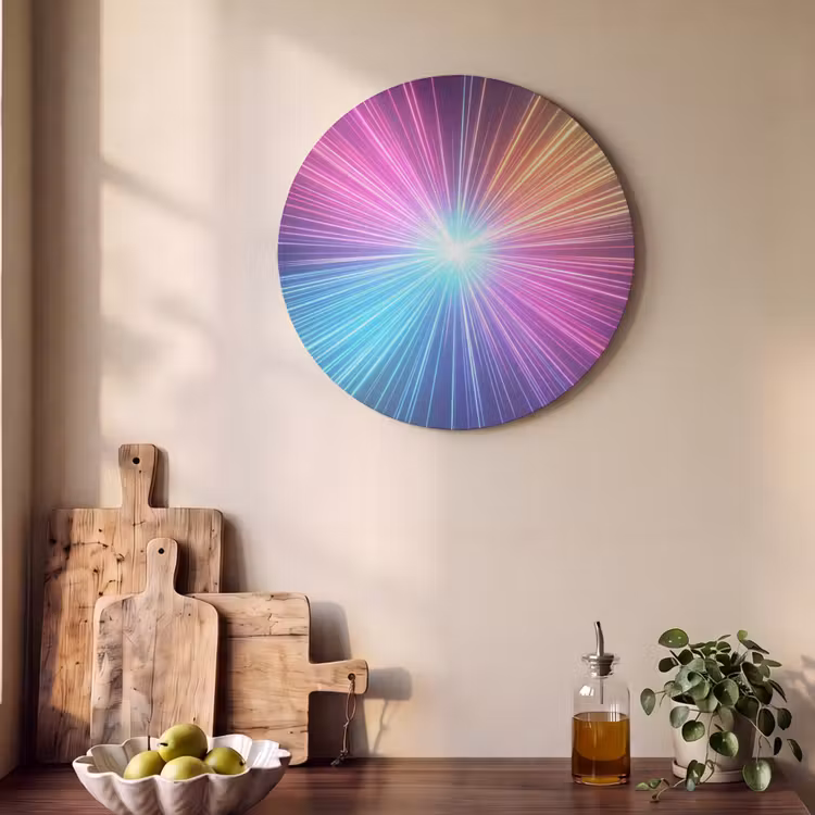 Akoestisch schilderij rond - Abstract - Light - Burst - Modern - Colorful — 4