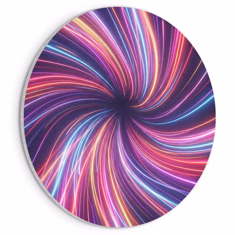 Akoestisch schilderij rond - Abstract - Swirl - Futuristic - Neon — 1