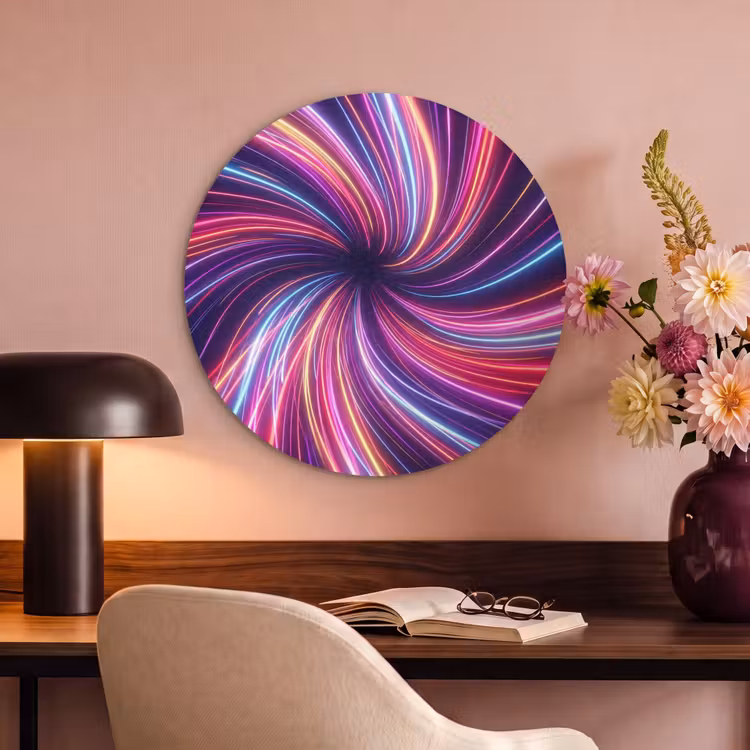 Akoestisch schilderij rond - Abstract - Swirl - Futuristic - Neon — 2