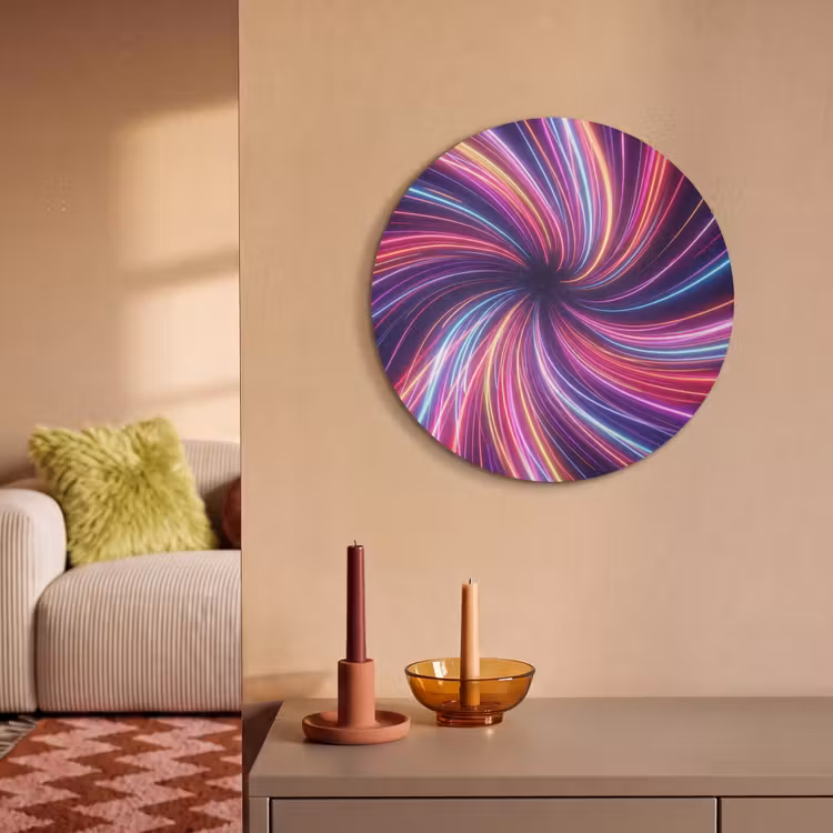 Akoestisch schilderij rond - Abstract - Swirl - Futuristic - Neon — 3