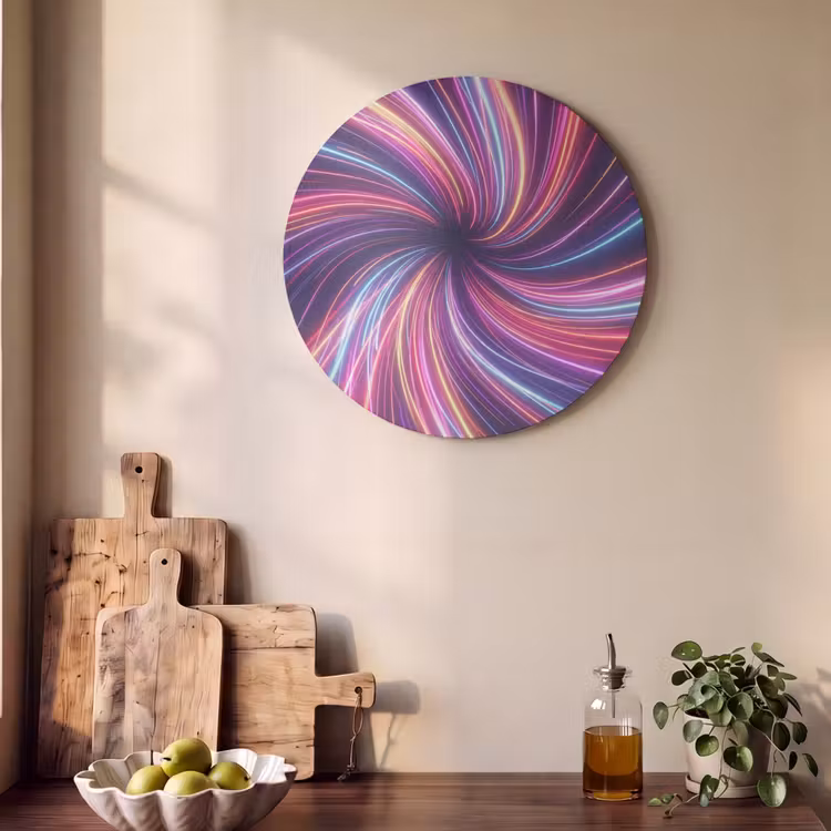 Akoestisch schilderij rond - Abstract - Swirl - Futuristic - Neon — 4