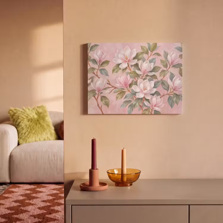 Akoestisch schilderij - Magnolia's - Patroon - Roze — 2