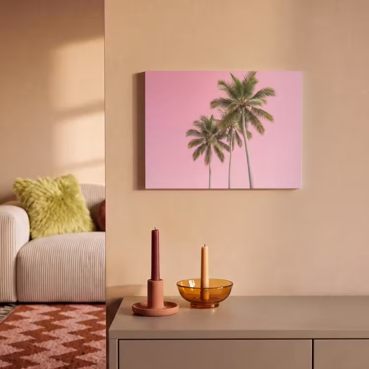 Akoestisch schilderij - Palmboom - Tropisch - Pink — 2