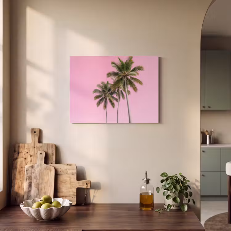 Akoestisch schilderij - Palmboom - Tropisch - Pink — 3