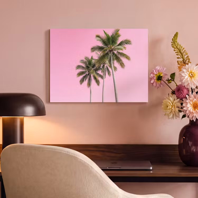 Akoestisch schilderij - Palmboom - Tropisch - Pink — 4