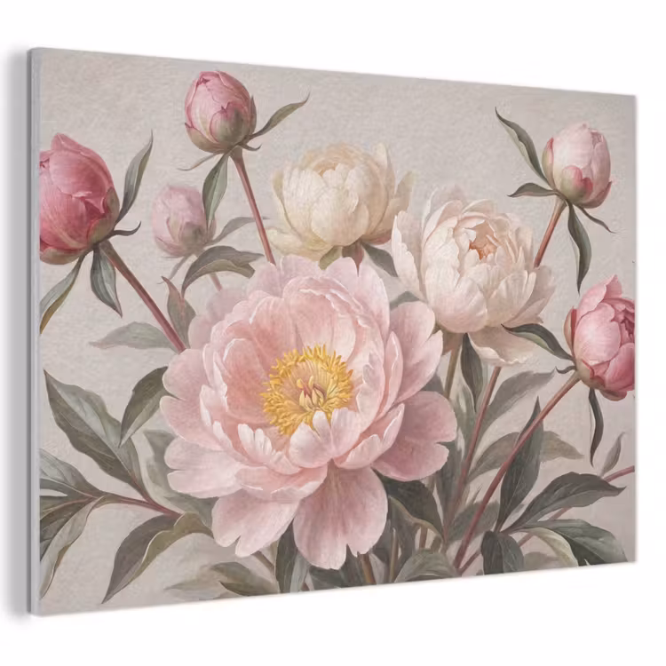 Akoestisch schilderij - Pioenrozen - Boeket - Roze — 1