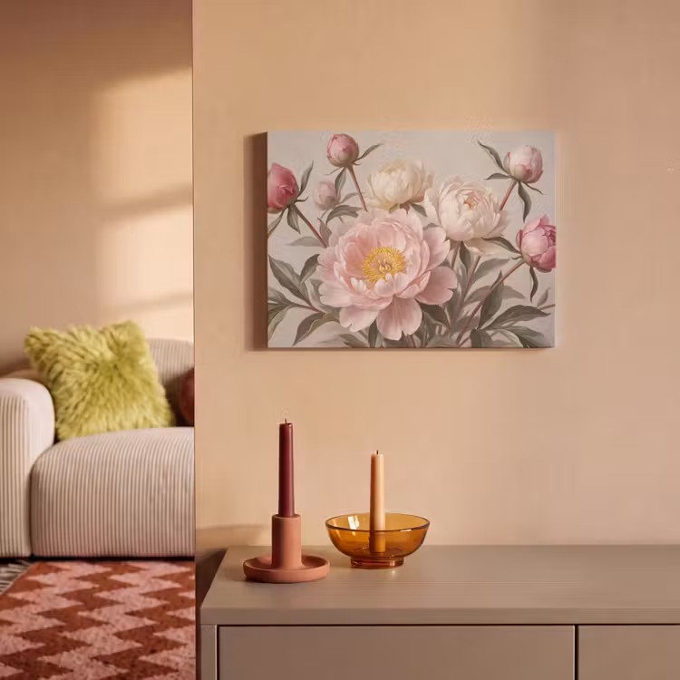 Akoestisch schilderij - Pioenrozen - Boeket - Roze — 2