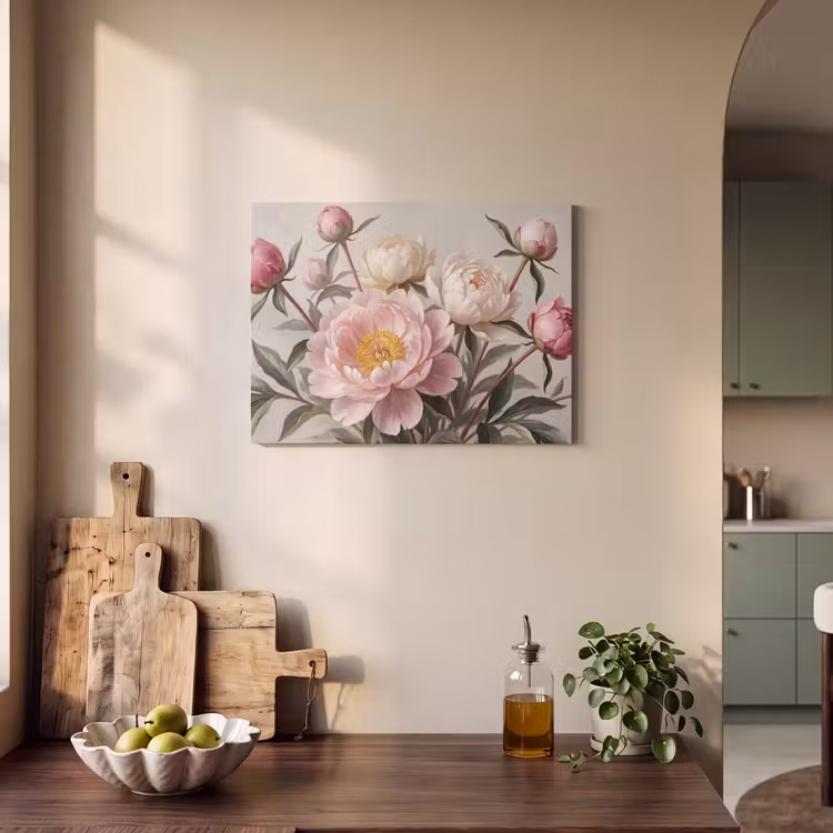 Akoestisch schilderij - Pioenrozen - Boeket - Roze — 3