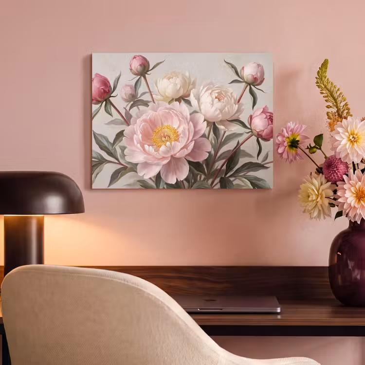 Akoestisch schilderij - Pioenrozen - Boeket - Roze — 4