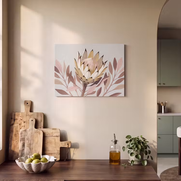Akoestisch schilderij - Protea - Bloem - Botanisch - Beige — 3