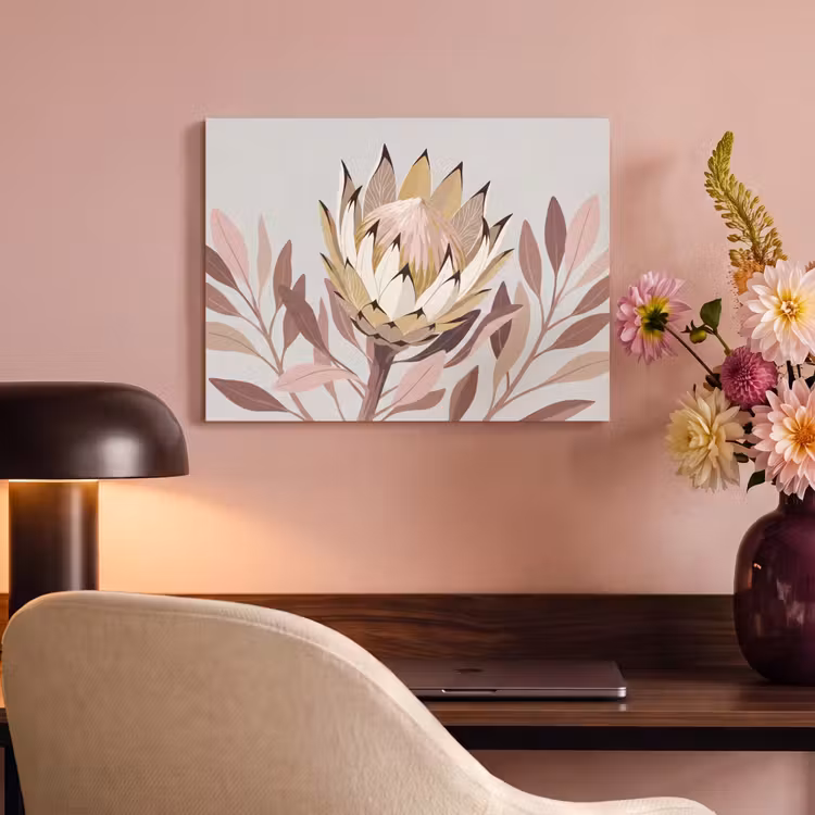 Akoestisch schilderij - Protea - Bloem - Botanisch - Beige — 4