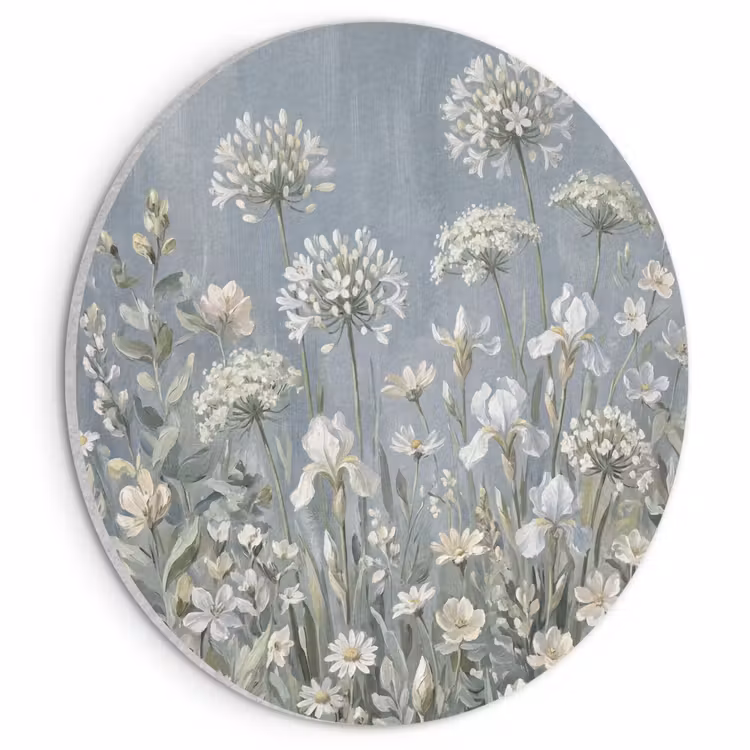 Akoestisch schilderij rond - Bloemen - Botanisch - Blauw — 1