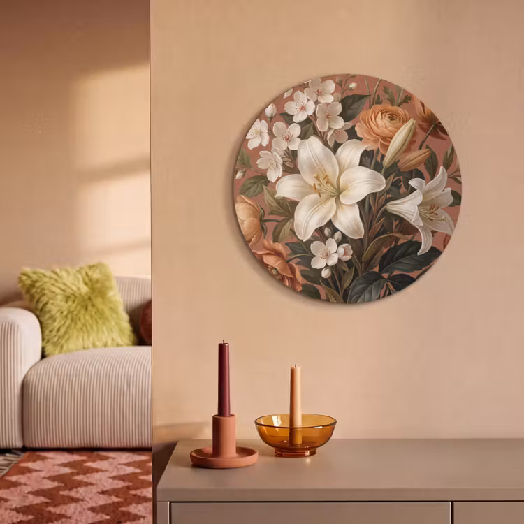 Akoestisch schilderij rond - Boeket - Retro - Kleurrijk — 3