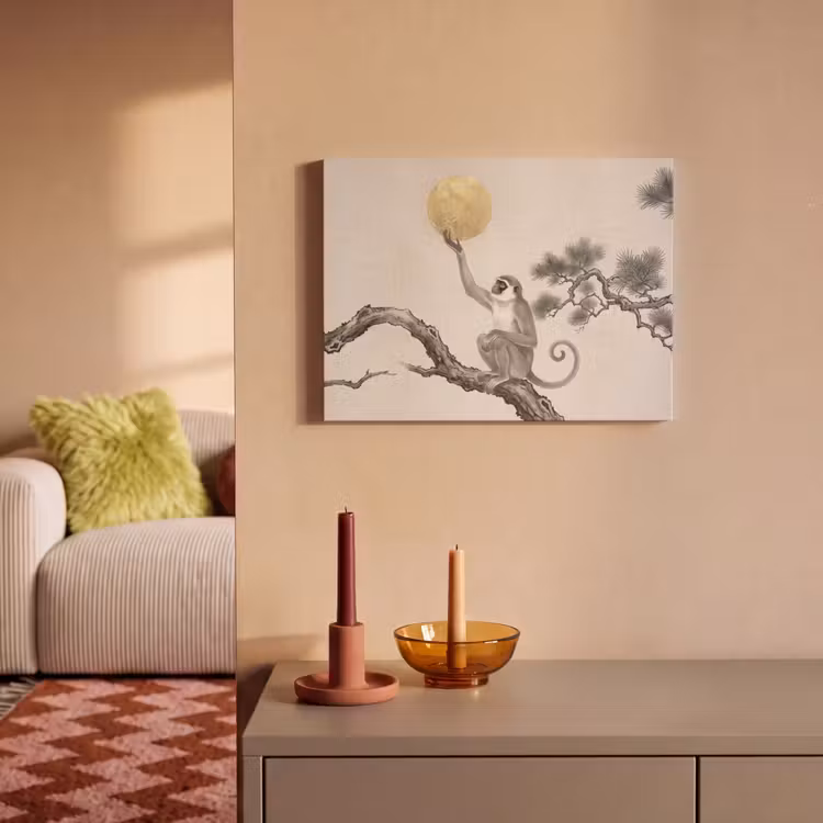 Akoestisch schilderij - Aap - Maan - Goud — 2