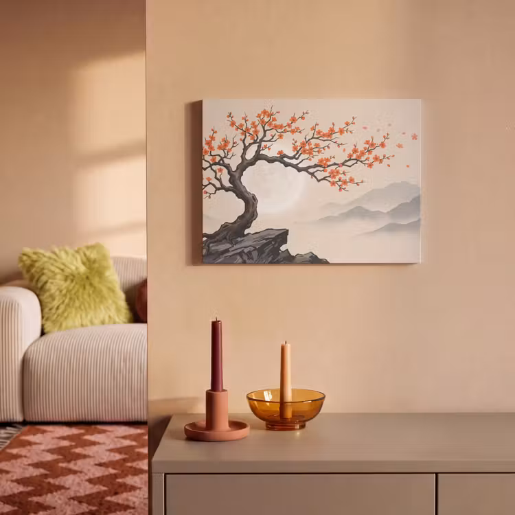 Akoestisch schilderij - Aziatisch - Bloesem - Rood — 2