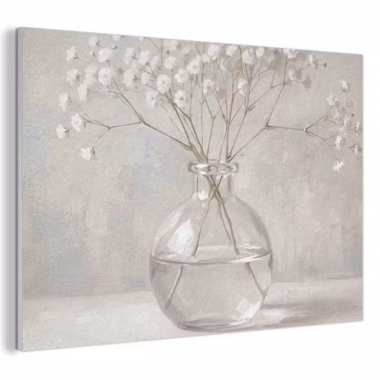 Akoestisch schilderij - Gipskruid - Vaas - Wit — 1