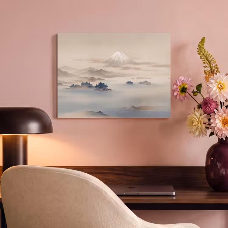 Akoestisch schilderij - Japans - Landschap - Beige — 4
