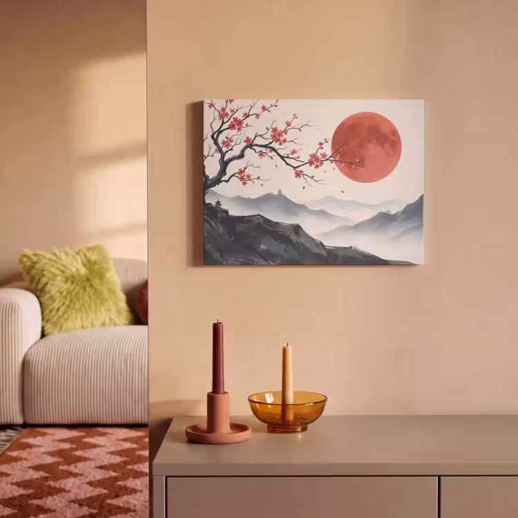 Akoestisch schilderij - Kersenbloesem - Oosters - Rood — 2